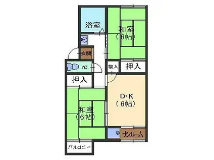 コムサデセジュール(2DK/2階)の間取り写真