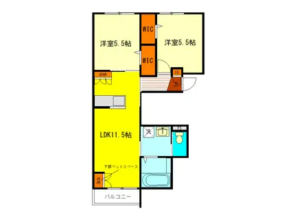 MAISON M(2LDK/3階)の間取り写真