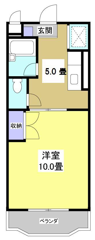メゾンドルチェIV(1DK/3階)の間取り写真