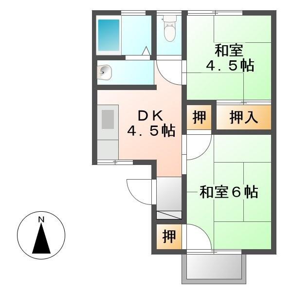 ハイム松が丘(2DK/2階)の間取り写真