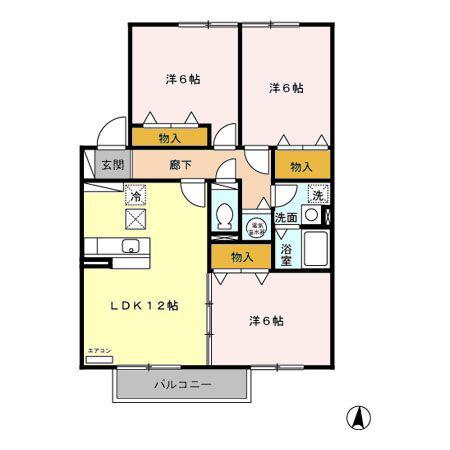 アトリオ A/B(3LDK/1階)の間取り写真