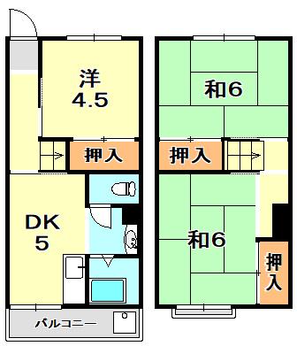 鶴甲コーポ27号棟(3DK/1階)の間取り写真