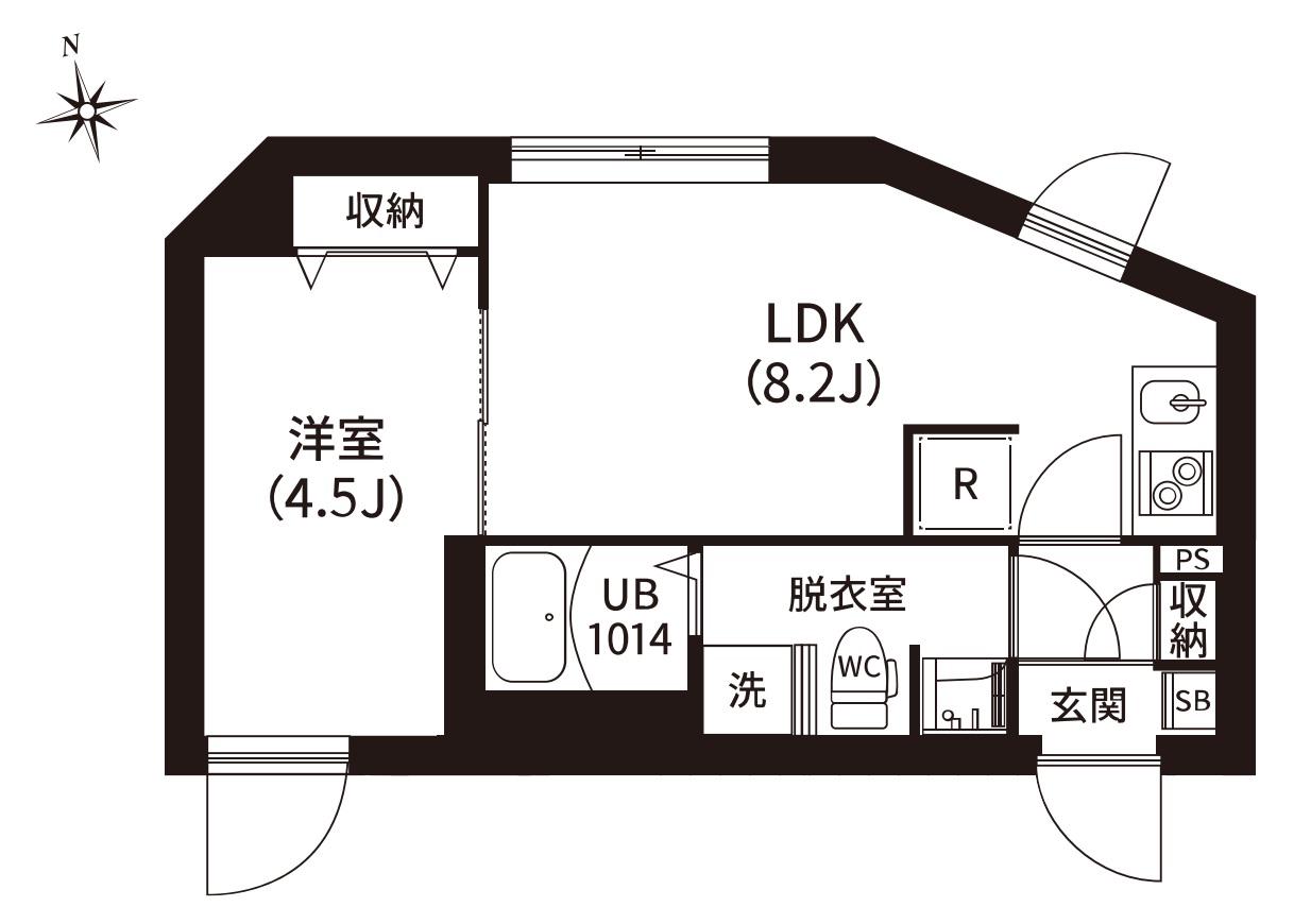 レピュア南大井レジデンス(1LDK/4階)の間取り写真
