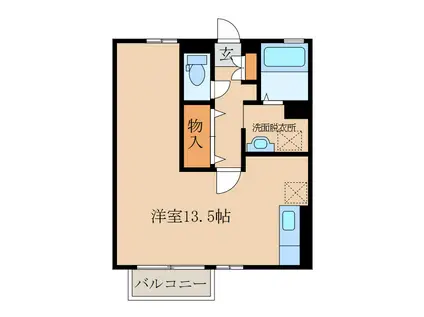 サニーブレイスYOMOA棟(ワンルーム/1階)の間取り写真