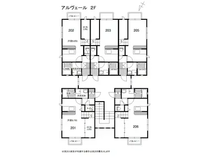 アルヴェール(ワンルーム/2階)の間取り写真