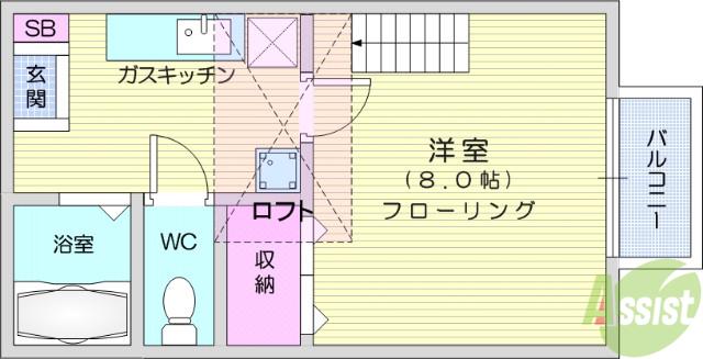 ホープハイツ(1K/2階)の間取り写真