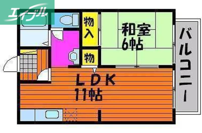 ファンコーポレーションA棟(1LDK/2階)の間取り写真