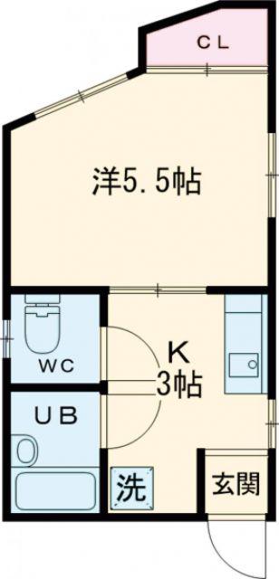 第3コーポ篠崎(1K/2階)の間取り写真