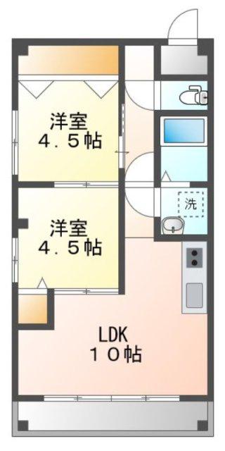 双葉マンション(2LDK/5階)の間取り写真