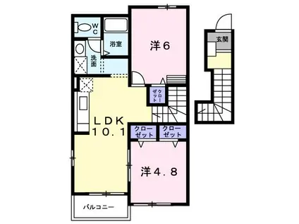 ストロベリーヒルズA棟(2LDK/2階)の間取り写真