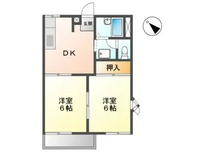 コーポ松ヶ丘(2DK/1階)の間取り写真