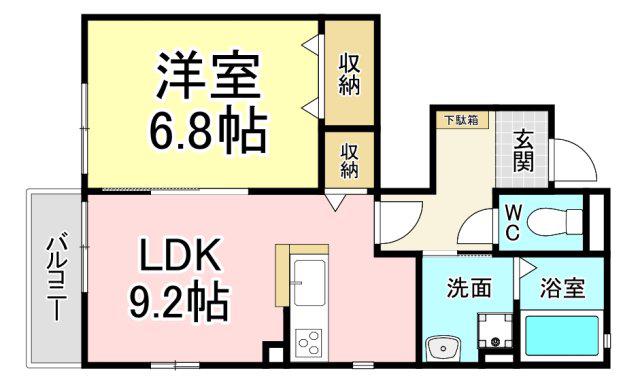 グレイス上の原(1LDK/1階)の間取り写真