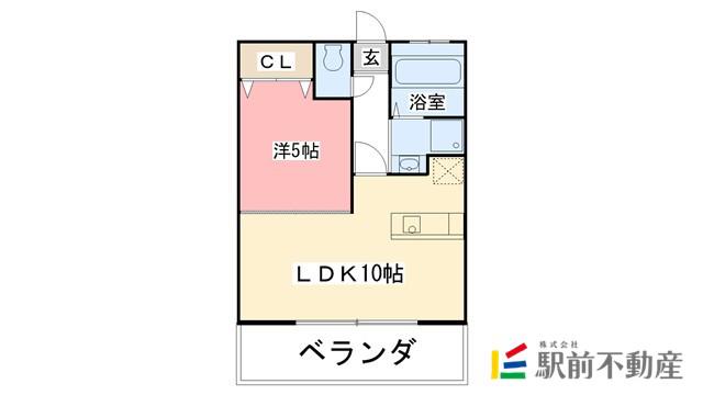 キャッスル嘉瀬(1LDK/2階)の間取り写真