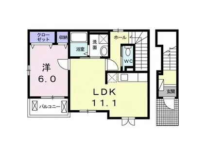 リヴェールIV(1LDK/2階)の間取り写真