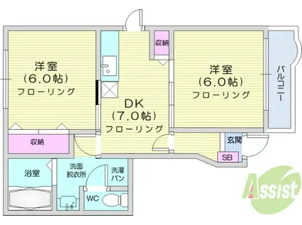 クレストール新生A(2DK/1階)の間取り写真