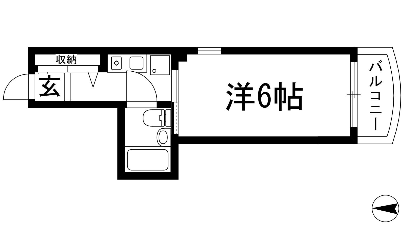 ミツワ小戸ビル(1K/6階)の間取り写真