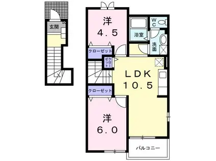 カーサ・ローマA(2LDK/2階)の間取り写真