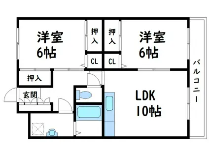岡田マンション(2LDK/4階)の間取り写真