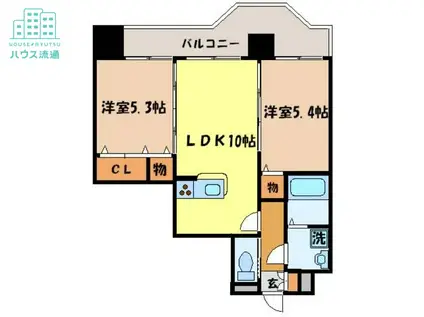 エススリーでじま(2LDK/9階)の間取り写真