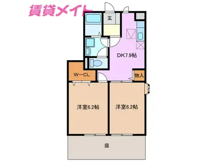 グリーンハイツ小杉(2DK/1階)の間取り写真