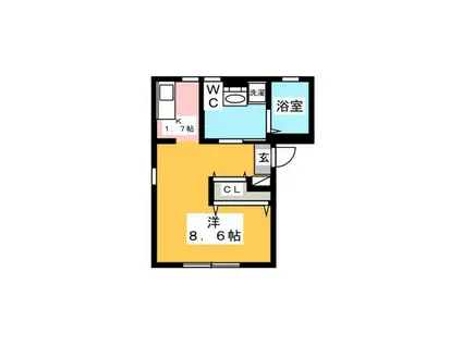 コーラルマンション(1K/1階)の間取り写真