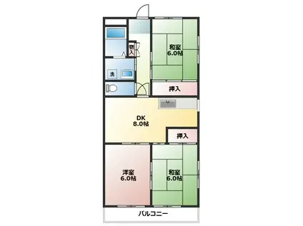 エスポワール中嶋南棟(3DK/2階)の間取り写真