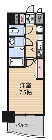 LUXE布施南(1K/7階)の間取り写真