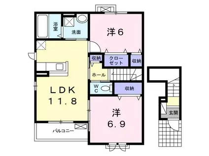 エヴァーグリーン納富分II(2LDK/2階)の間取り写真