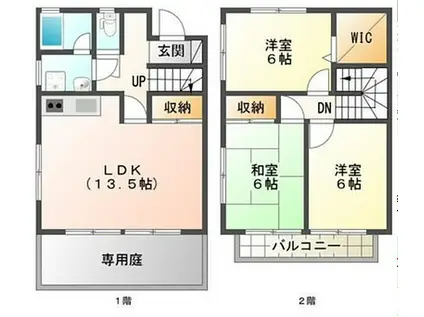 エクセルタウン中吉野(3LDK/1階)の間取り写真