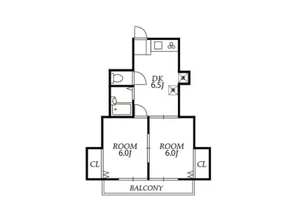 TKハイツ(2DK/1階)の間取り写真