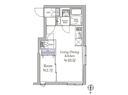 アトリオフラッツ清澄白河(1LDK/3階)の間取り写真