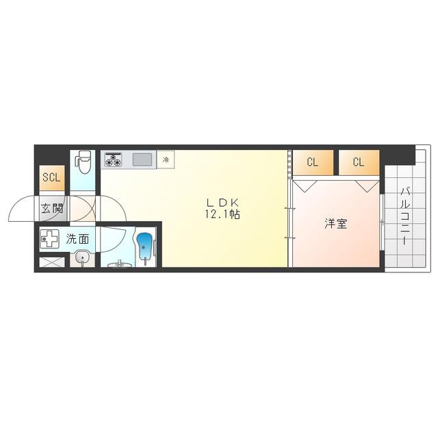 スプランディッド梅田グランノース(1LDK/8階)の間取り写真