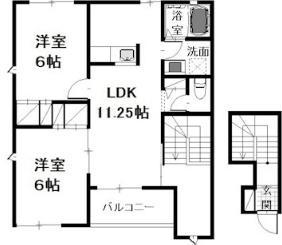 グランソレイユB棟(2LDK/2階)の間取り写真