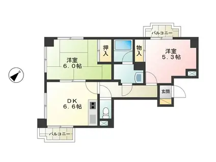 グランドゥール南長崎(2DK/4階)の間取り写真