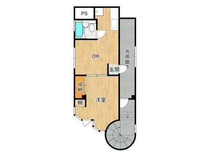 寺子屋ビル(1DK/4階)の間取り写真