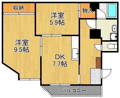 プレアール若園(2DK/1階)の間取り写真