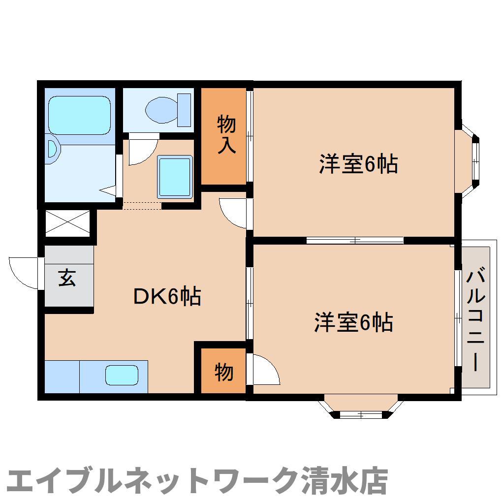エクセリッチK-II(2DK/1階)の間取り写真