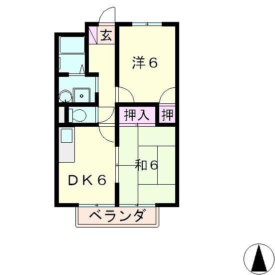 メゾングランピア(2DK/1階)の間取り写真