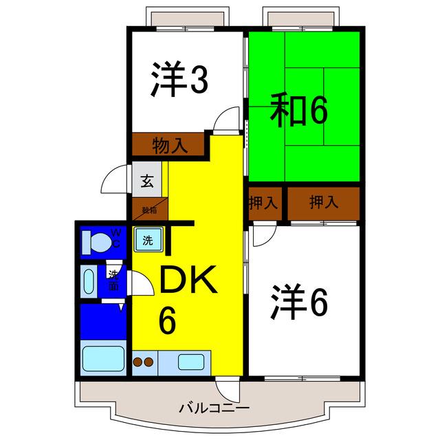 第1ますやマンション(3DK/4階)の間取り写真