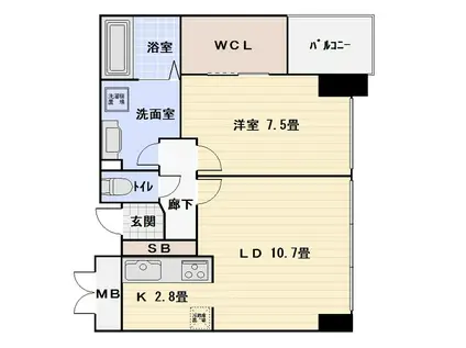 アステリオ北堀江ザメトロタワー(1LDK/13階)の間取り写真