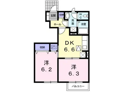 ドリームハイツA(2DK/1階)の間取り写真