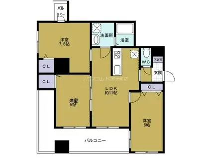 ボンジュールアマデウス(3LDK/10階)の間取り写真
