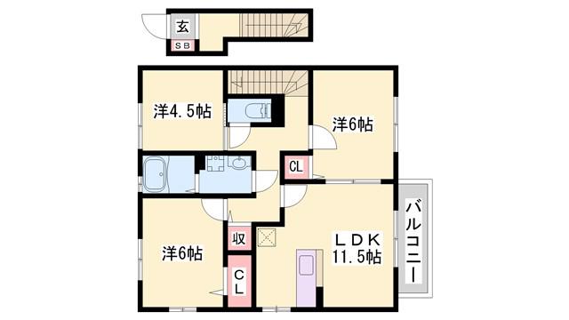 ハイムエルピスIII(2SLDK/2階)の間取り写真