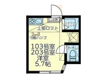 ユナイト中野島アルバトロス(ワンルーム/2階)の間取り写真