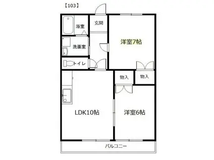 メゾン野口(2LDK/1階)の間取り写真