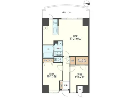 アパガーデンコート金沢駅西(2LDK/4階)の間取り写真