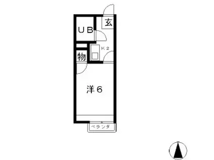 ハイツ若草II(1K/2階)の間取り写真