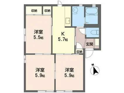 メゾン・アイリス B(3K/1階)の間取り写真