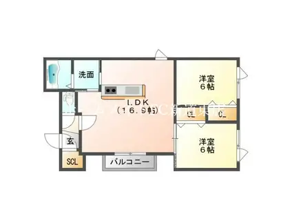 フォンテーヌF8(2LDK/1階)の間取り写真