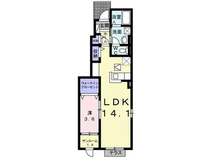 SHANCE (1LDK/1階)の間取り写真